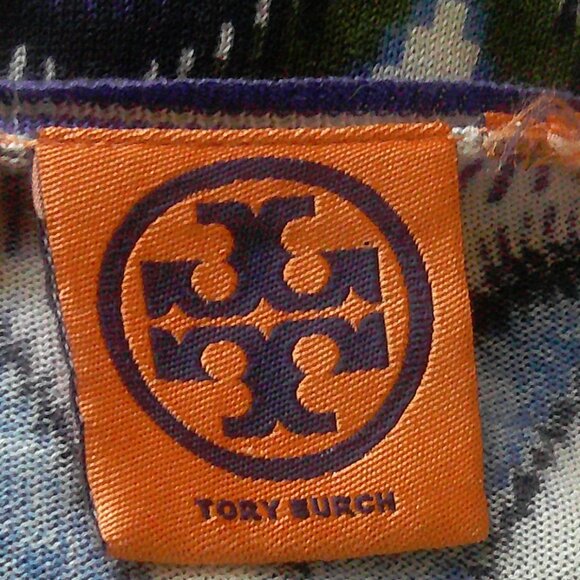 Tory Burch Cotton Olive Blue Ikat Cardigan M - Picture 7 of 8